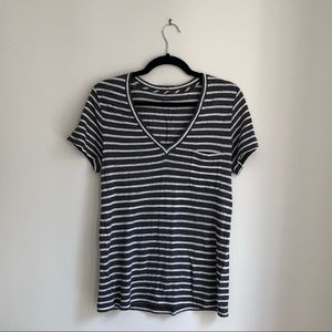 J.Crew Striped linen deep-V tee